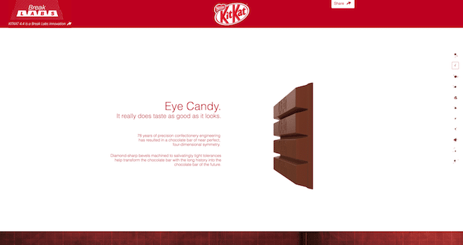Сайт KitKat, демонстрирующий их конфеты