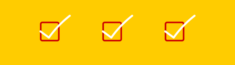 WordPress Form Plugins: Best Practices and Recommendations. three red boxes with white checkmarks on a yellow background
