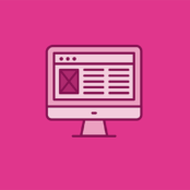 layout by flywheel features pink content marketing graphic on desktop