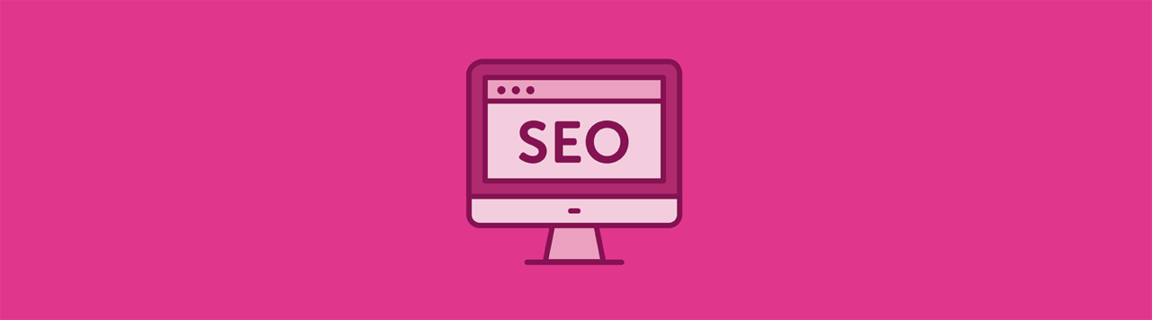 layout by flywheel seo essentials feature pink desktop icon SEO letters
