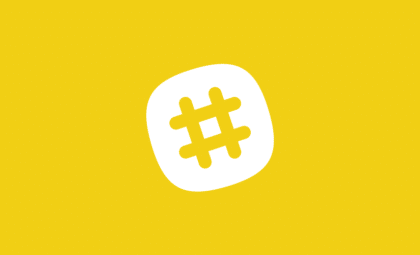 layout by flywheel best slack channels for designers feature yellow background with white monochrome slack logo
