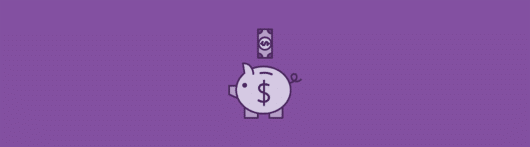 layout by flywheel finance tips purple piggy bank and dollar icons