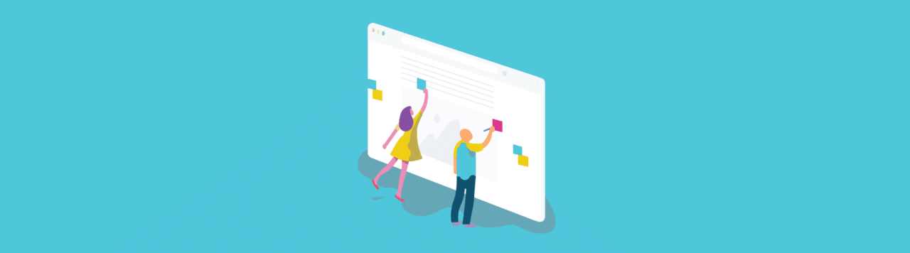 layout by flywheel how to get better client feedback flat design man and woman working on webpage feedback with sticky notes