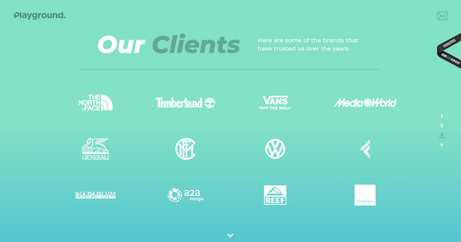 Playground Digital Agency's site, showing off clients