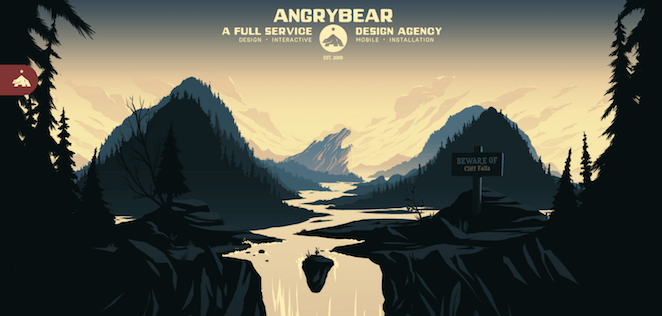 Screenshot of Angry Bear's site, with an attention-grabbing header