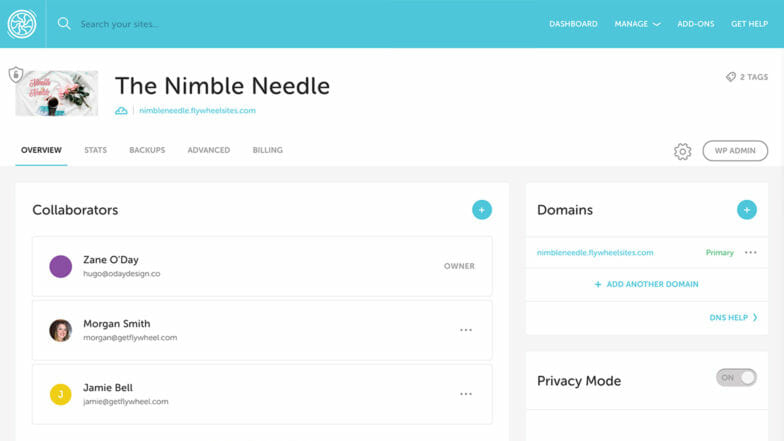Example of using Flywheel to manage domains for your WordPress site. 