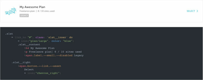 style guide page for slat component 
