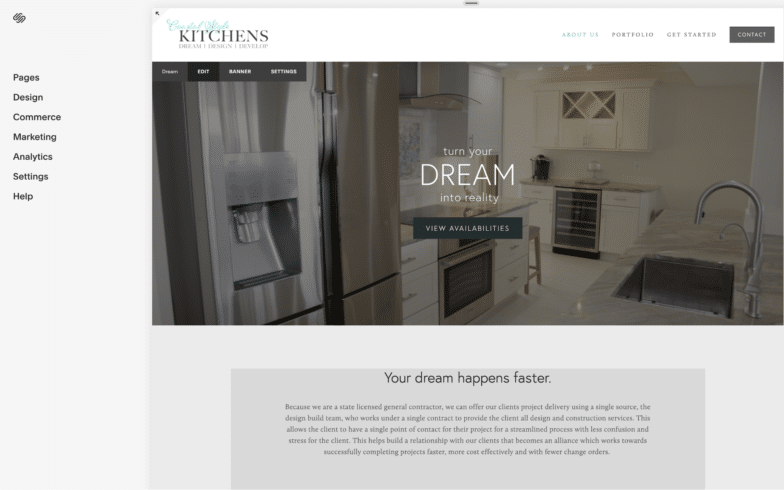 A kitchen redesign company's home page