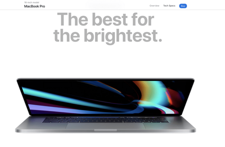A screenshot of a MacBook Pro opening a little more as you scroll