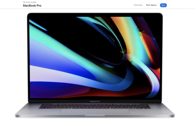 A screenshot of a MacBook Pro fully open as you continue to scroll on the page. 