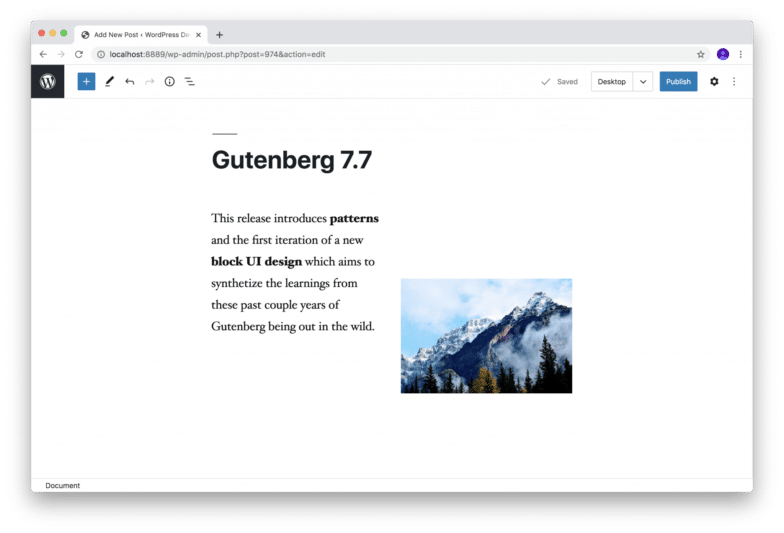Mejora de elementos de interfaz de usuario de Gutenberg