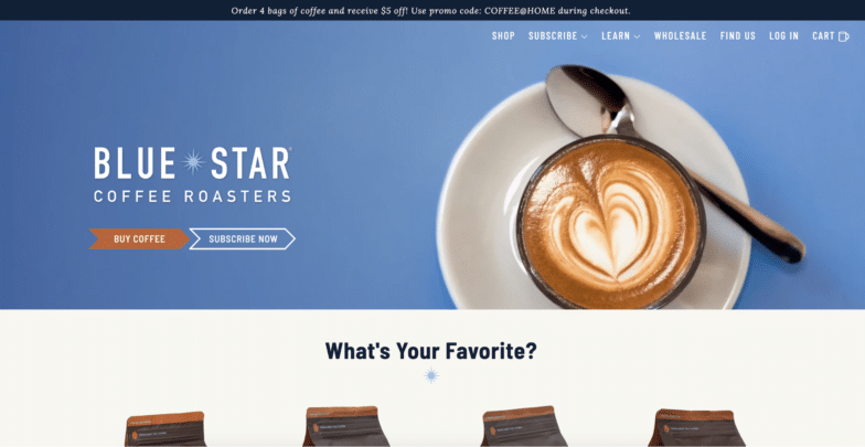 wordpress site examples blue star coffee roasters