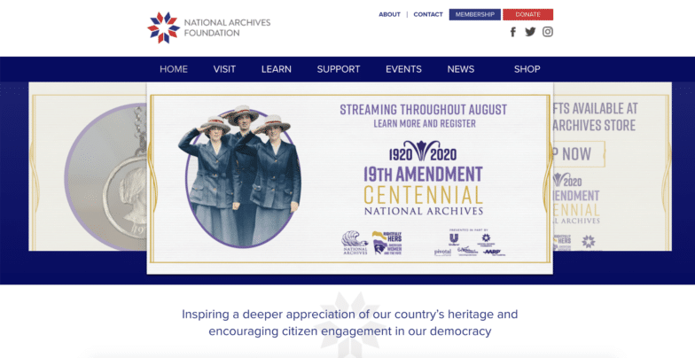 wordpress site examples national archives foundation 
