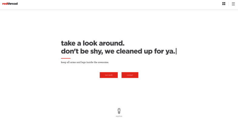 A screenshot of Red Thread's homepage, one of the best agency websites