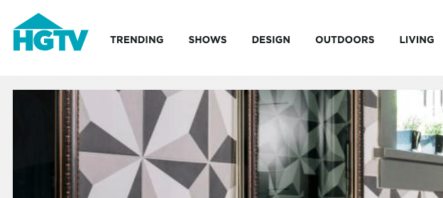 Screenshot of the HGTV homepage featuring their logo