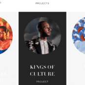 screenshot from the WordPress website of artist Kehinde Wiley featuring three of his portraits