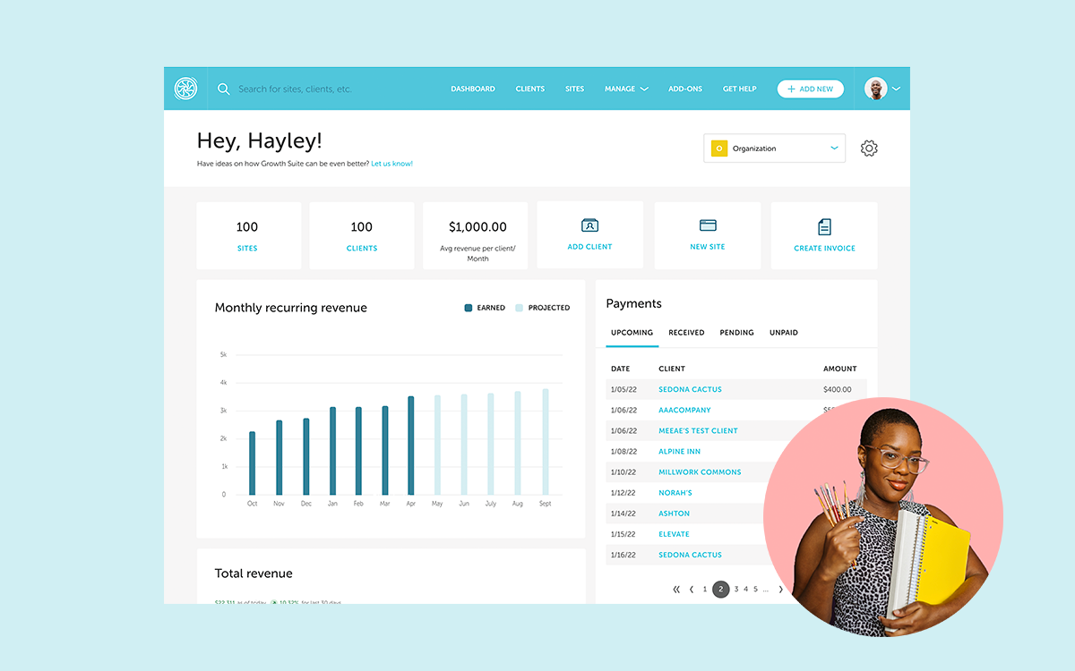 The new personalized dashboard for Growth Suite!