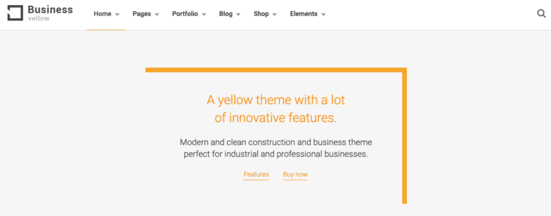 screenshot of the Yellow Business theme demo on themeforest