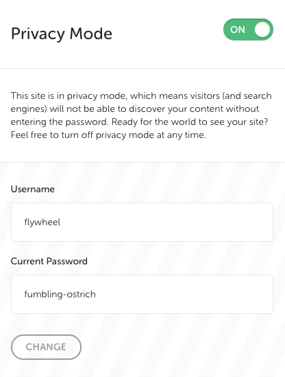 Flywheel Why Are My Sites Password Protected What S Privacy Mode