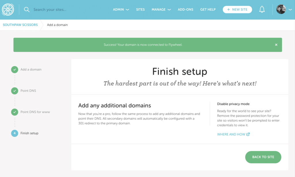 Flywheel Point GoDaddy DNS to Flywheel
