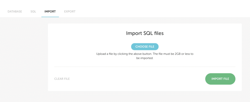 SQL Import in the Flywheel App