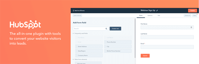 hubspot form and marketing wordpress plugin