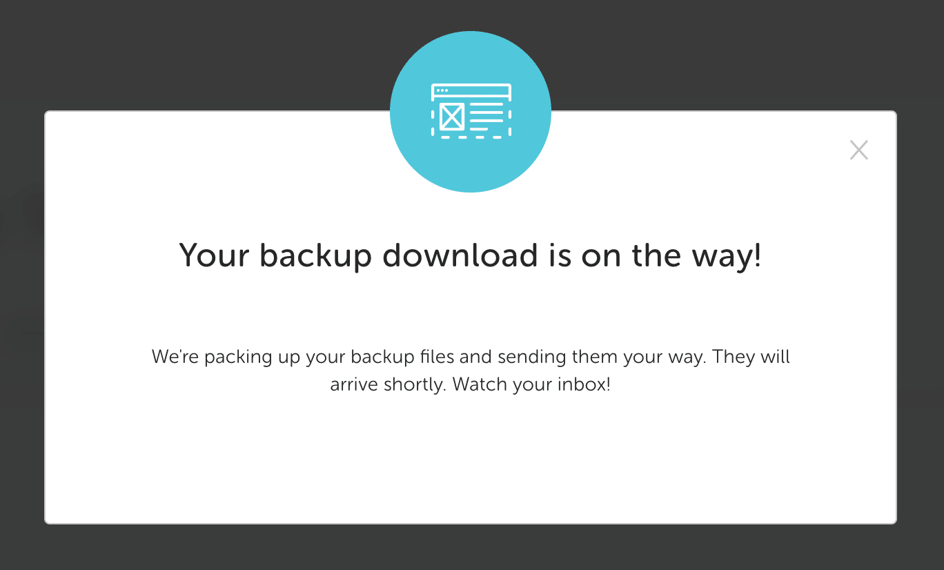 Confirmation of site backup