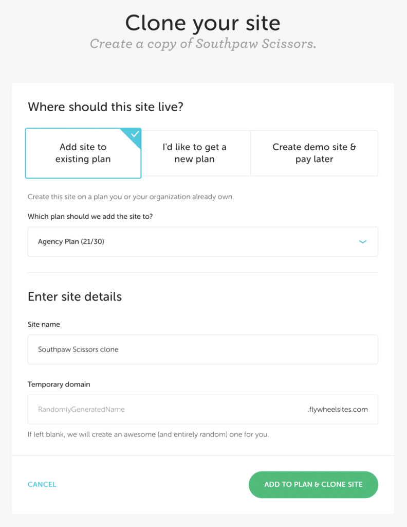 Flywheel | Clone a site