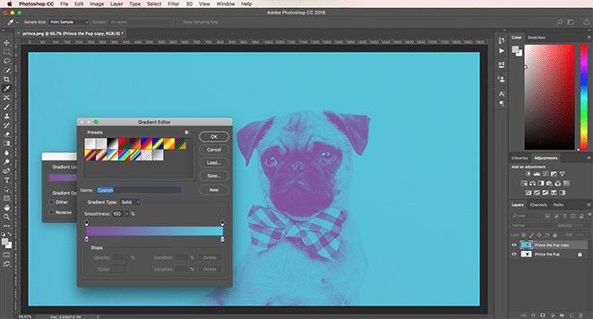 layout by flywheel duotone how to gradient edit color select