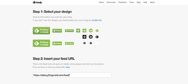 layout by flywheel optimize RSS feed feedly button design