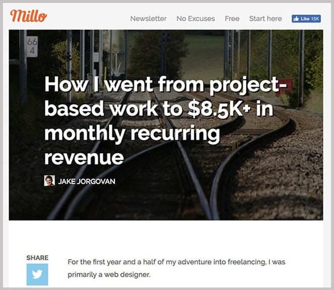 layout by flywheel recurring revenue freelance business millo screenshot