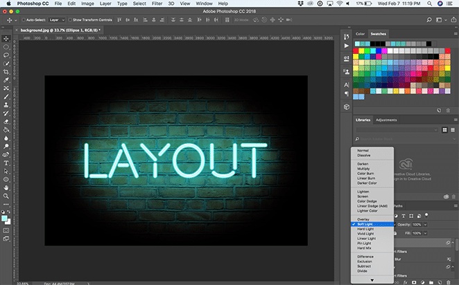 layout by flywheel neon glow effect photoshop how to tutorial vibrant blur soft light