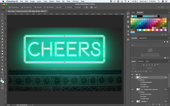 layout by flywheel neon glow effect photoshop how to tutorial adjust extras