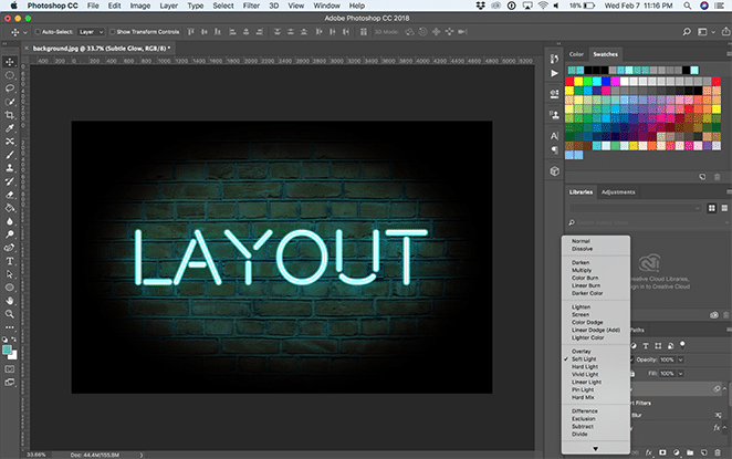 layout by flywheel neon glow effect photoshop how to tutorial soft light
