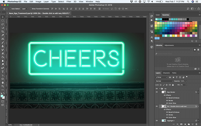 layout by flywheel neon glow effect photoshop how to tutorial edit text
