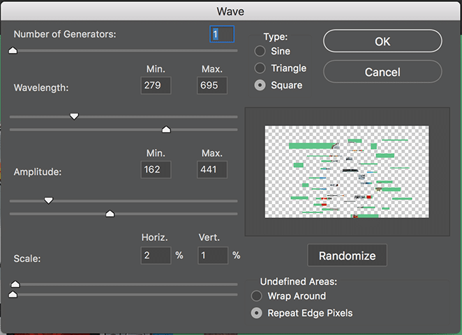 layout by flywheel glitch effect photoshop how to tutorial wave menu options