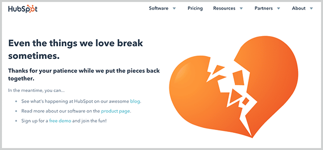layout by flywheel creative 404 page convert hubspot screenshot broken heart