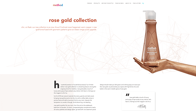 method rose gold website screenshot
