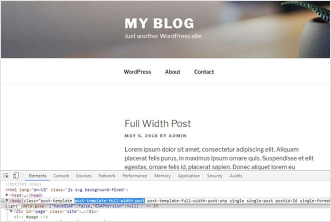 layout by flywheel custom post template how to full width post with inspect website screenshot