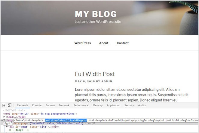 layout by flywheel custom post template how to full width post with inspect website screenshot