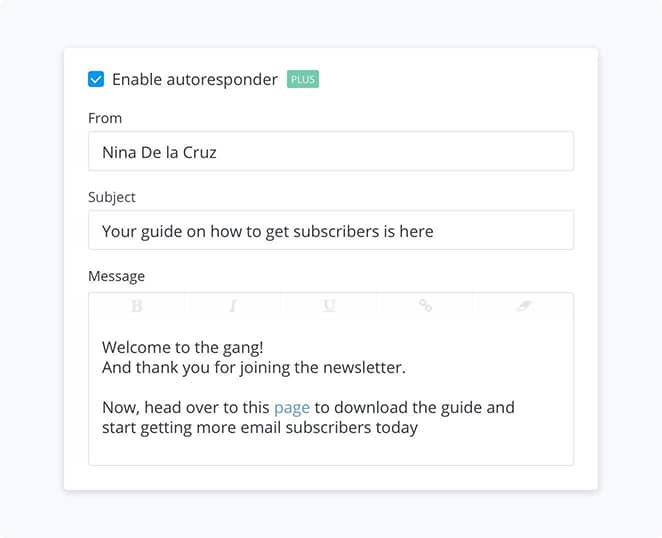 layout by flywheel email lists how to fix screenshot example of the autoresponder from GetSiteControl