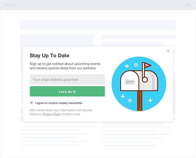 layout by flywheel email lists how to fix screenshot of stay up to date subscribe box popup
