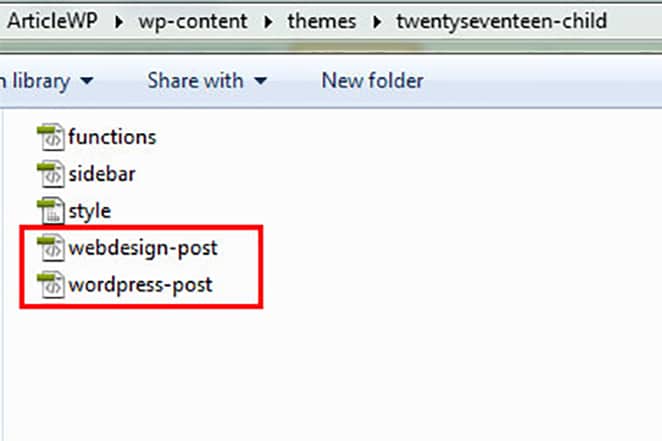 wordpress twentyseventeen theme with wordpress-post and webdesign-post in local files