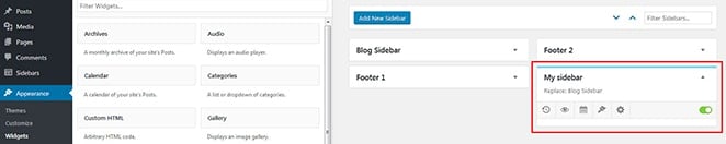 in appearance widgets edit my sidebar options to get a different wordpress sidebar for posts and pages