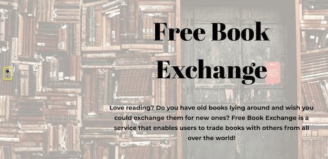 free book exchange header image text moved right
