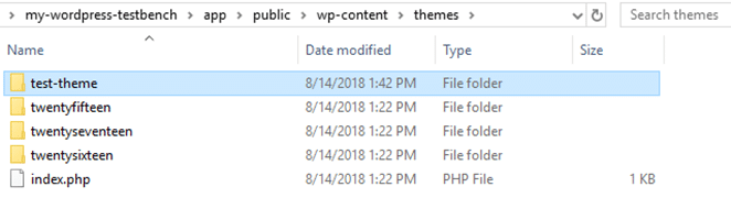 screenshot of computer local files test-themes folder
