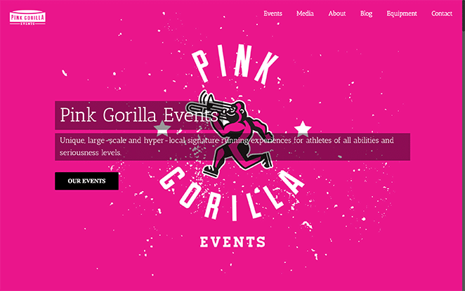 pink gorilla events website screenshot wordpress agency website example