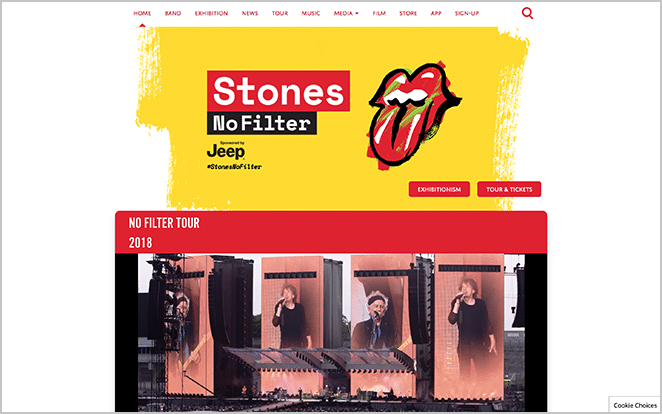 the rolling stones website screenshot famous wordpress websites example