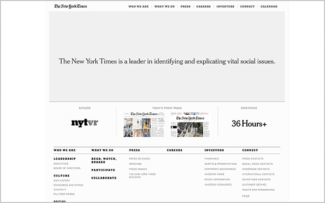 the new york times website screenshot famous wordpress websites example