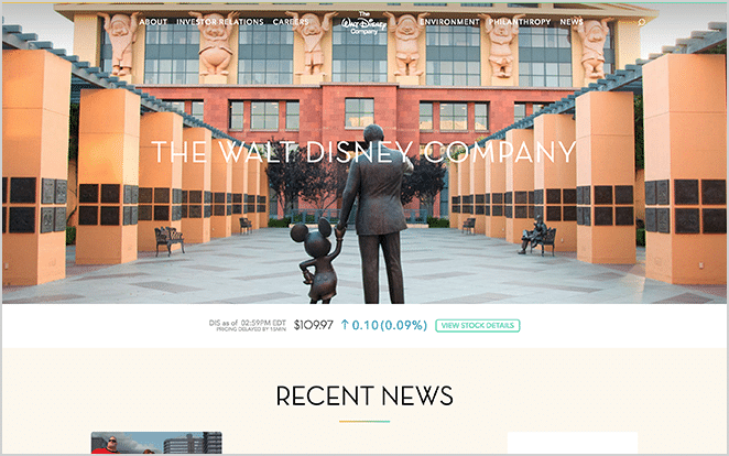the walt disney company website screenshot famous wordpress websites example
